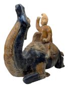 TANG STYLE SANCAI ON COBALT BLUE POTTERY RIDER ON CAMEL