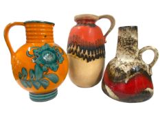 WEST GERMAN POTTERY SET OF THREE 1960S WEST GERMAN VASES