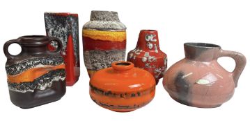 WEST GERMAN POTTERY - SIX 1960S FAT LAVA VASES