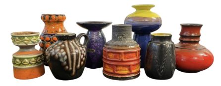 WEST GERMAN POTTERY MAKER - SET OF 1960S TEXTURED RED VASES