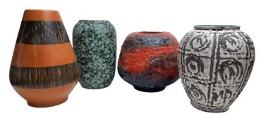 WEST GERMAN POTTERY - FOUR 1960S FAT LAVA VASES