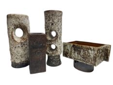 WEST GERMAN POTTERY - FOUR BRUTALIST 1960S FAT LAVA VASES