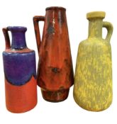 WEST GERMAN POTTERY SET OF THREE 1960S WEST GERMAN VASES