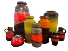 WEST GERMAN POTTERY MAKER - SET OF 1960S TEXTURED RED VASES