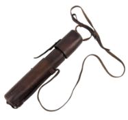 EARLY 20TH CENTURY BRASS & LEATHER BOUND FOUR DRAW TELESCOPE