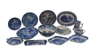 LARGE COLLECTION OF 19TH CENTURY & LATER ENGLISH BLUE & WHITE CERAMICS