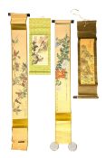 FOUR 20TH CENTURY CHINESE INK & COLOUR HANGING SCROLL PAINTINGS
