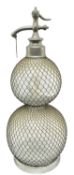 LATE 19TH CENTURY FRENCH GLASS & WIRE MESH DOUBLE GOURD SODA SYPHON