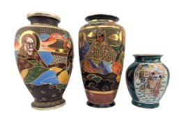 TWO 20TH CENTURY JAPANESE SATSUMA POTTERY VASES