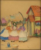 EARLY TO MID 20TH CENTURY NAIVE FOLK ART FELT NEEDLEPOINT PICTURE