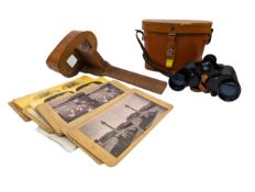 VINTAGE WOODEN STEREOSCOPE WITH COLLECTION OF CARDS