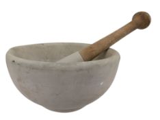 LARGE ENGLISH CERAMIC MORTAR AND PESTLE