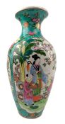 20TH CENTURY JAPANESE GREEN GROUND ENAMELLED VASE
