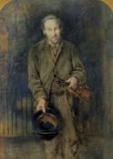 JOHN BLAIR - THE STREET MUSICIAN 1882 WATERCOLOUR PAINTING