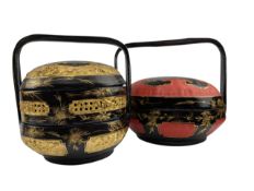 TWO 20TH CENTURY LACQUERED & GILT WEDDING BASKETS