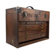EARLY 20TH CENTURY WOODEN TOOL CHEST OF DRAWERS WITH COVER