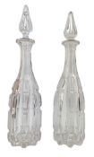 NEARLY PAIR OF CRYSTAL DECANTERS POSSIBLY BY WATERFORD
