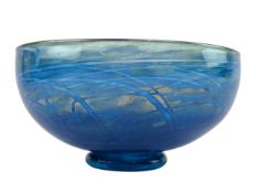 BATH AQUA GLASS BLUE IRIDESCENT GLASS BOWL