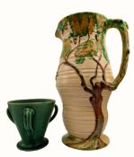 TWO MID CENTURY STUDIO ART POTTERY VASES, CARLTOWARE & BRANNAM POTTERY