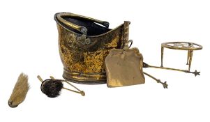 COLLECTION OF VICTORIAN & LATER BRASS FIREPLACE ITEMS