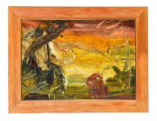IONE BRIDGET PARKIN (B. 1945) - CHARLCOMBE WOODS - OIL ON PAPER ABSTRACT
