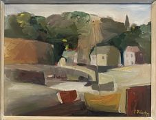 IAN ROBERTSON (B. 1955) - DYSART HARBOUR (KIRKCALDY)- C. 1999 OIL ON CANVAS PAINTING