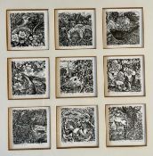 GEORGE TUTE (BRITISH 1933-) - NINE WOODCUT ENGRAVINGS