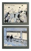 RAYMOND 'JAK' JACKSON - TWO INK, PEN & WATERCOLOUR SATIRICAL CARTOONS