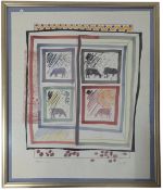 CEDRIC BELL (CONTEMPORARY) - SEASONED COWS - MIXED MEDIA ON PAPER