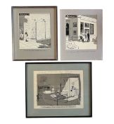 BERNARD COOKSON (1937-2016) - THREE ORIGINAL SATIRICAL CARTOONS