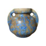 PIERREFONDS, FRANCE - TWIN-HANDLED MOTTLED CRYSTALLINE GLAZE VASE