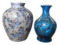 TWO STUDIO POTTTERY CYSTALLINE VASES