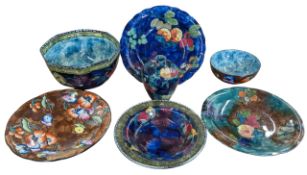 S. HANCOCK & SONS POTTERY - SEVEN TITIAN, RUBENS AND CORONAWARE CERAMIC PIECES