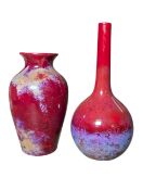 ROYAL DOULTON FLAMBE - TWO EARLY 20TH CENTURY MOTTLED GLAZED VASES