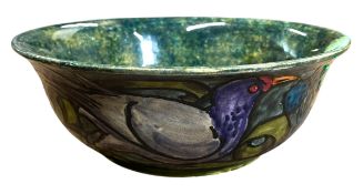 HANCOCK & SONS MORRISWARE - TUBE LINED HAND PAINTED CERAMIC BOWL WITH PIGEONS