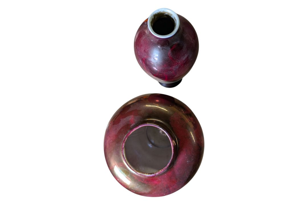 A. J. WILKINSON ORIFLAMME DESIGNED BY JOHN BUTLER - TWO PURPLE LUSTRE FINISH VASES - Image 4 of 5