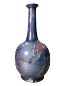 A. J. WILKINSON ORIFLAMME DESIGNED BY JOHN BUTLER - PURPLE & PINK FISH LUSTRE GLAZED VASE