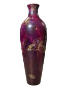 A. J. WILKINSON ORIFLAMME DESIGNED BY JOHN BUTLER - PURPLE & PINK BUTTERFLY LUSTRE VASE