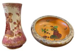 CROWN DEVON OUSTRINE FIELDING'S - TWO FAIRYLAND HAND PAINTED CERAMIC VASE & BOWL