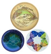 DENNIS CHINA WORKS BY SALLY TUFFIN - THREE HAND-PAINTED CERAMIC PLATES