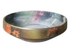A. J. WILKINSON ORIFLAMME DESIGNED BY JOHN BUTLER - MARBLE EFFECT LUSTRE BOWL WITH FISH