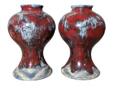 BLACK RYDEN POTTERY - PAIR OF 2002 ANITA HARRIS DRIP GLAZE VASES