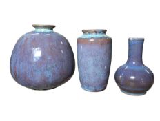 COBRIDGE STONEWARE POTTERY - THREE 2002 RUSKIN STYLE VASES