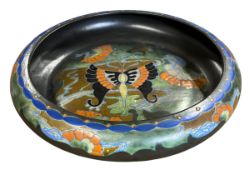 ZUID-HOLLAND - GOUDA POTTERY - ART NOUVEAU BUTTERFLY CERAMIC CHARGER