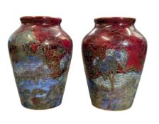 A. G. HARLEY JONES FOR WILTON WARE - PAIR OF ART DECO LUSTRE BALUSTER VASES