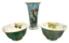 AYNSLEY POTTERY - THREE EARLY 20TH CENTURY LUSTRE WARE VASES