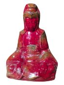 CROWN DUCAL POTTERY - SPECTRIA FLAMBE SEATED BUDDHA FIGURE