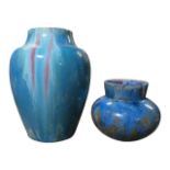 PIERREFONDS, FRANCE - TWO MOTTLED CRYSTALLINE GLAZE VASES