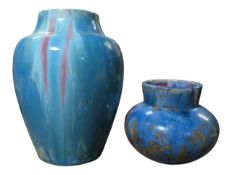 PIERREFONDS, FRANCE - TWO MOTTLED CRYSTALLINE GLAZE VASES