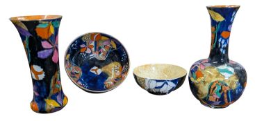 MOLLY HANCOCK CORONAWARE POTTERY - FOUR CREMORNE PATTERN PIECES